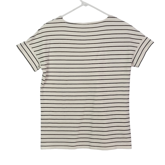 Chico White Breton Stripe Floral Embroidered Sequins Shirt Women's Size XSA - Picture 6 of 8